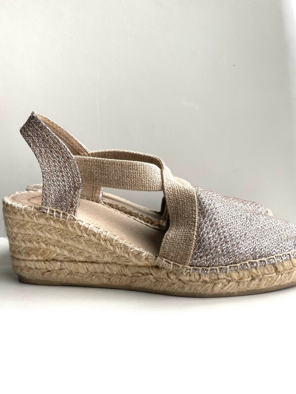 Tony Pons Triton Metallic Espadrille Wedge Sandals - Sz 5